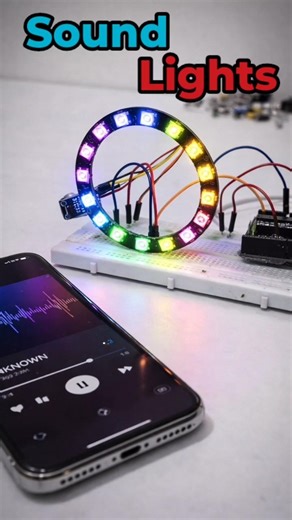 Sound-activated LED lights 🎶✨ More volume, more flashes! Arduino music magic!