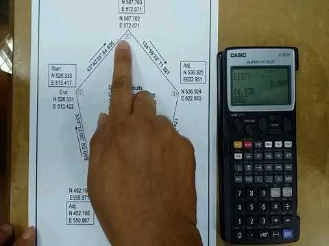 Linear Misclosure Traverse Calculation Using Casio fx5800p Calculator