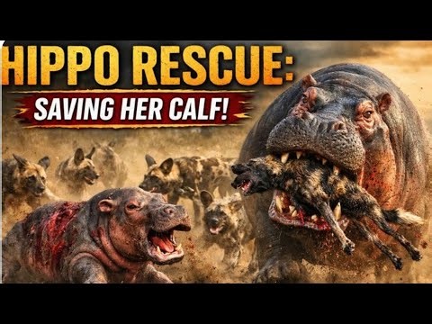 Hippo Calf vs Wild Dogs: A Brutal Chase That Ends in Fury