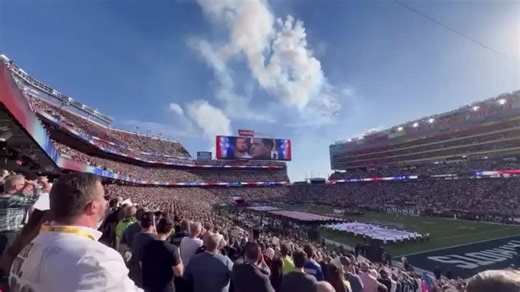 Crowd Cheer Loudly as Air Force Performs Flyover During Super Bowl National Anthem
