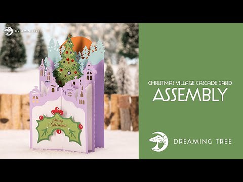 SVG File - Christmas Village Cascade Card - Assembly Tutorial (For Cricut, Silhouette, and ScanNCut)