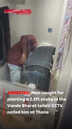 UNPUBLISHED. on Instagram: "In Thane, Maharashtra, a man was caught on CCTV after allegedly placing a 2.5-foot-long snake inside the toilet of the to spread panic. Railway authorities acted swiftly, arrested the accused, and ensured the safety and security of passengers. [Vande Bharat Express, Thane railway news, train snake incident, CCTV arrest Thane, Indian Railways safety, railway crime India, train toilet snake, viral train news, passenger safety alert, Maharashtra railway case]"