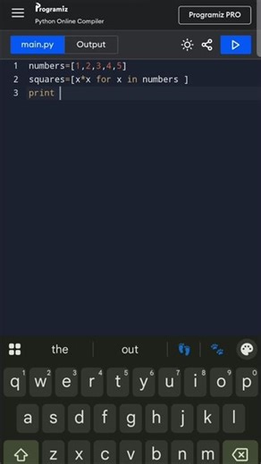 Python List Comprehension Example | Find Squares in One Line 🔥#python #learnpython #coding