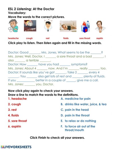 Listening:At the Doctor worksheet