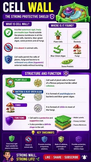 🌿 Cell Wall Made Easy! Learn Structure & Functions Fast #Biology #Shorts