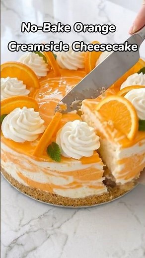 🍊 No-Bake Orange Creamsicle Cheesecake 🍊#dessert