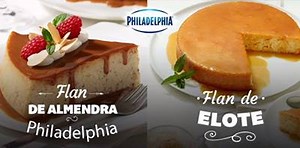 Con Queso Philadelphia® puedes preparar dos riquísimos postres: Flan de almendra y Flan de elote. ¿Cuál vas a cocinar? | Queso Philadelphia México