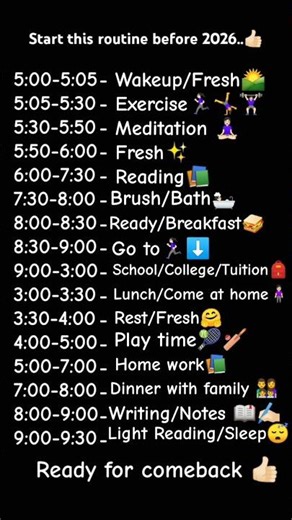 Best daily Timetable for students..👍🏻comeback start before 2026 start #shorts​ #motivation