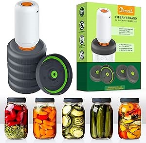 Amazon.com: ROHOSEL Fermentation Lids Kit for Wide Mouth Mason Jars - Waterless Airlock Fermenting Lids with Electric Vacuum Pump Automatically Vents Air for Make Pickle and Food Storage(Gray, 6 Lids+Pump): Home & Kitchen