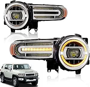 Headlights Assembly Compatible with 2007-2021 Toyota FJ Cruiser Head Lamps w/Sequential Turn Signal&Start-up Animation