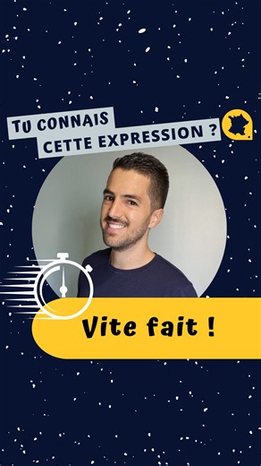 Tu connais l’expression "vite fait" ? Ça veut dire : "très rapidement". Par exemple : ➡️ Je vais vite fait aux toilettes et après je reviens. ➡️ Je vais très rapidement aux toilettes et après je reviens. Écris-moi un exemple avec l'expression "vite fait" dans les commentaires. Guillaume, ton prof de français 😉 👇 Les passants répondent – épisode 3 : https://youtu.be/kMYR7jjyGJU Je donne des cours particuliers et en groupe sur Zoom et sur Skype. Contacte-moi si tu veux progresser en français. Va