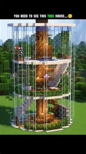 The Most Satisfying Tree House Build🔥 #minecraft #shorts