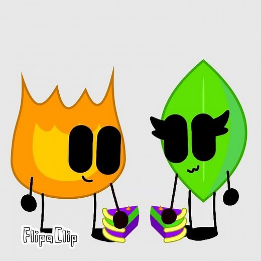 Firey x leafy eating cake and kissing