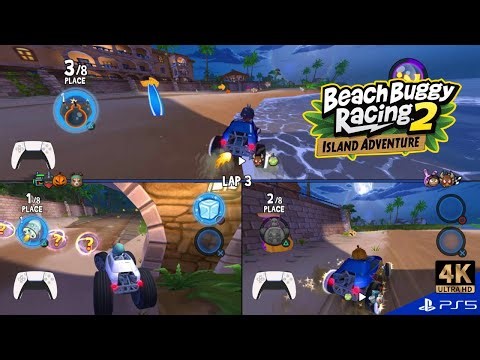 Split Screen Gaming with 3 Players on Beach Buggy Racing 2