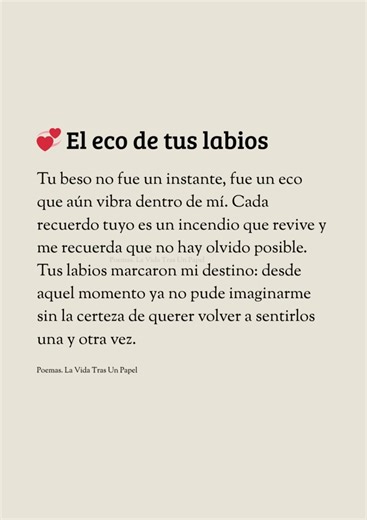 16K views · 250 reactions | El eco de tus labios #deseo #frasesdeamor #poemasdeamor #poems #PoemasLaVidaTrasUnPapel | Poemas. La Vida Tras Un Papel | Facebook