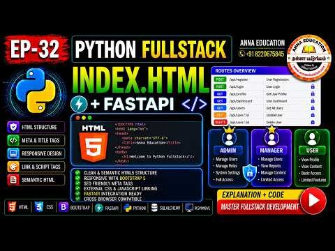 EP-32 Python Full Stack | index.html Setup & Structure with FastAPI | Complete Project
