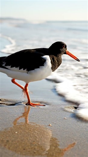 Ultra Realistic Oystercatcher Walking on Sandy Shore | 4K Cinematic Wildlife Sounds