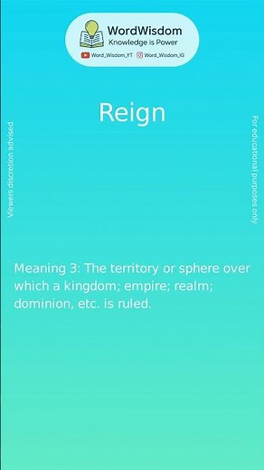 What Does "Reign" Mean? | English Vocabulary Shorts | WordWisdom