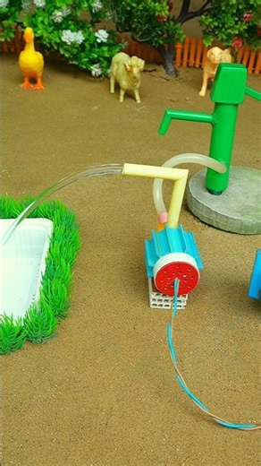 Mini hand pump project water with supply motor drinks elephant sheep farm #waterpump #shorts #771