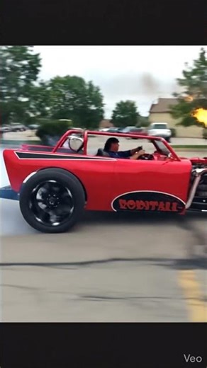Red Hot Rod Engine Start – Smoke & Fire Cinematic Drive | Viral Car Shorts
