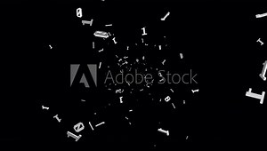 Falling Binary Code Numbers, Zero and One, Tech Background Animation, on Alpha Channel, Loop