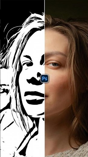 Change Photo into Stencil Art in Photoshop! #shorts