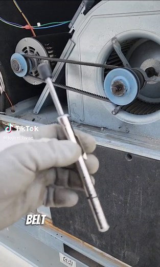 HVAC Quick Tips #40 - Checking Belt Tension / One tip a day for 365 days #hvac #hvaclife #hvactechnician #hvacarmy #hvactech #hvacrepair #hvachacks #bluecollar
