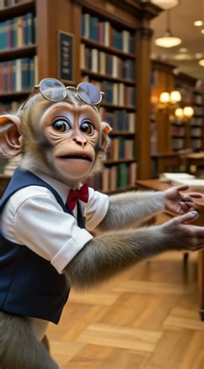 Library Monkey Takes His Job VERY Seriously 📚😂 #shorts