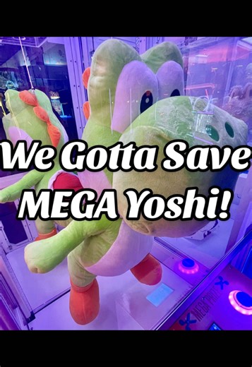 This giant #yoshi plush is waiting to be won at the #arcade so he can ride off into the sunset with you! Good luck out there! #supermario #nintendo #supermariogalaxy
