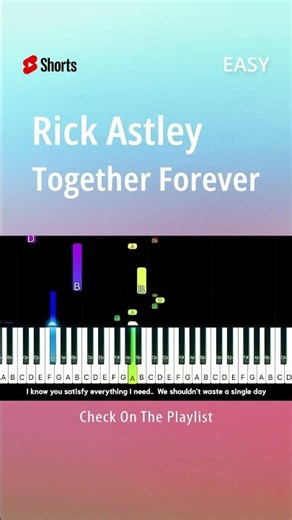Rick Astley - Together Forever - EASY Piano TUTORIAL by Piano Fun Play #shorts