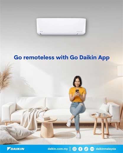 Left your remote controller in the other room and are too comfortable to get off your sofa? Never fear! Because Go Daikin App is here! 📲 Connect your Daikin Smart Control air conditioner with the Go Daikin App, and enjoy the Smart Features and, of course, cooling air! 💙🍃 All without laying a finger on the remote control 😎👌 Go Daikin App ▶️ ▶️ App Store: https://apple.co/3o3Gxis ▶️ Play Store: https://bit.ly/3vTX0bS ▶️ Huawei App Gallery: https://appgallery.huawei.com/#/app/C102375769 📲 GO 