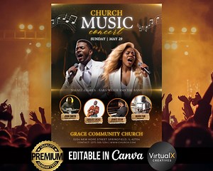 Church Music Concert Flyer, Sunday Service Flyer, Church Music Poster, Editable Gospel Concert, Prayer Conference, Church Revival Template - Etsy