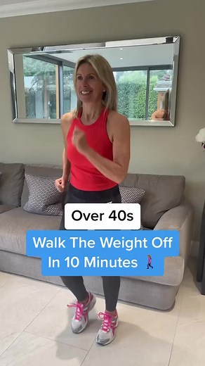 3.2M views · 39K reactions | 10 minutes to walk that belly off at home for beginners - do this every day!! Make sure to reduce all processed food too!  #fitness #summer #exercise #beginnerworkout #over40 #menopause #loseweight #weightloss #getfit #bellyfatworkout #walk #walking | Petra Genco | Facebook