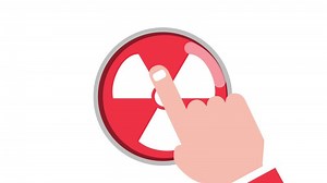 Red Nuclear Radiation Button Press Warning Icon Animation.