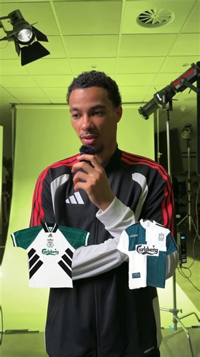 Pro:Direct Soccer on Instagram: "Tough picks. Liverpool’s Hugo Ekitike looks though the LFC archives to pick his favourite retro shirts. Has he made any howlers here?"