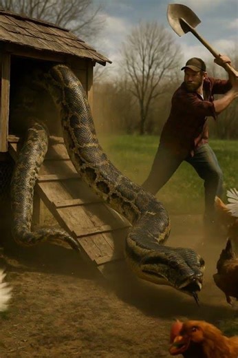 Python Sneaks Into Coop, Chaos Hits! | ニシキヘビが鶏舎に忍び込み大混乱！ | 비단뱀이 닭장에 몰래 들어가 혼란 발생!