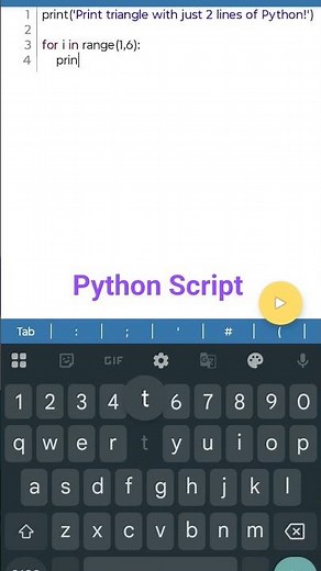 Print triangle with just 2 lines of Python! #pythontips #pythonprogramming