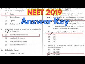 NEET 2019 Answer key || Biology Questions with Answers Video Lecture