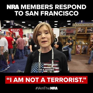 NRA members at our Personal Protection Expo wanted to give a message to the anti-gun San Francisco politicians who declared us terrorists. We are proud that the NRA is the most diverse and inclusive group in America. We are many things, but WE ARE NOT TERRORISTS. #IAmTheNRA | NRA Institute for Legislative Action