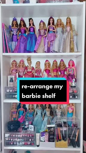 Colorful Barbie Shelf Organization Ideas