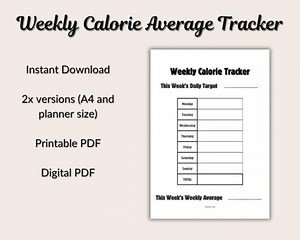 Printable Weekly Calorie Average Tracker for Fitness and Nutrition Goals - Etsy
