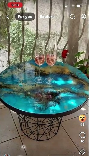 Luxury Epoxy Coffee Table with Gold Leaf – Custom Handmade Oasis Design
