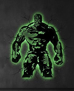 Hulk Inspired LED Metal Wall Art, Green Superhero Silhouette Light, Powerful Comic Style LED Wall Sign for Game Room & Man Cave - Etsy