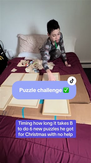 I saw these @Lakeshore Learning puzzles and loved that each focused on a disability so I had to get them for B. They can be a bit complex so I was curious how long it would take him without any help from me. 14 minutes I felt was pretty impressive. B has enjoyed taking on more complex puzzles this year. His biggest so far has been a 60 piece puzzle he completed last night in 15 minutes. Hoping this trend continues into the new year. #christmas #toys #fyp #kids #dravetsyndrome