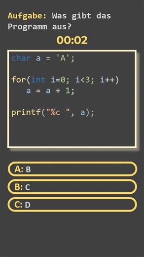 Testfrage for-Schleife in C #clang #forloop #quiz