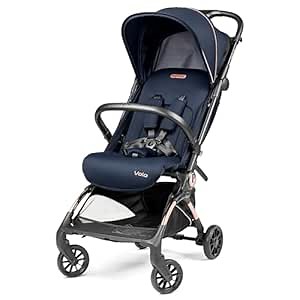 Peg Perego Volo, Ultra Lightweight Carry On Compliant Travel Stroller, Adjustable Features & Reclining Seat - Designed for Everyday Comfort from Newborn to 50lbs, Blue Shine (Blue & Copper)