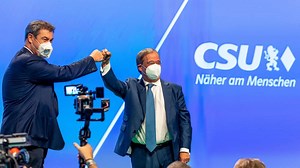 CSU-Parteitag: Laschet startet Frontalangriff auf Scholz - Seitenhieb bringt Söder zum Grinsen