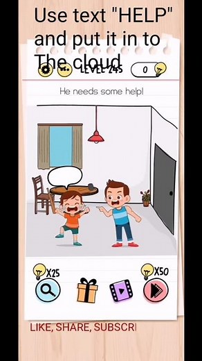 Brain test tricky puzzles level 245 (HE NEEDS SOME HELP) solution or walkthrough