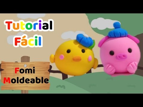 ✨Cómo hacer un tierno cerdito y pollito rápido y fácil con fomi moldeable ✨