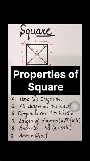 “Properties of Square | Easy Geometry Trick 🔲 | Learn in 15 Seconds! #Shorts”#viral